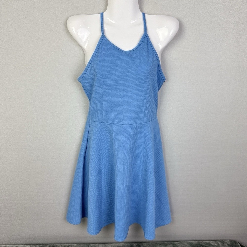 Olivia Rae Light Blue Sleeveless  Midi Halter Top Dress Fit & Flare‎ Sz Small